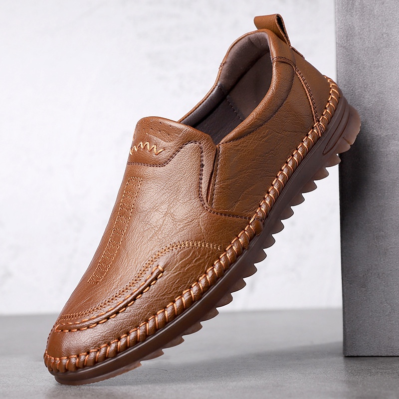 Glide 2025 Spring New Hand-stitched Leather Soft Sole Casual Men's Shoes 6855_voghion.com