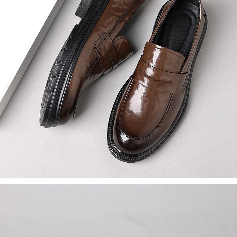 Glide Genuine Leather Men's Casual Soft Sole Shoes Wear-Resistant Versatile Trendy Comfortable Slip-On Loafers_voghion.com