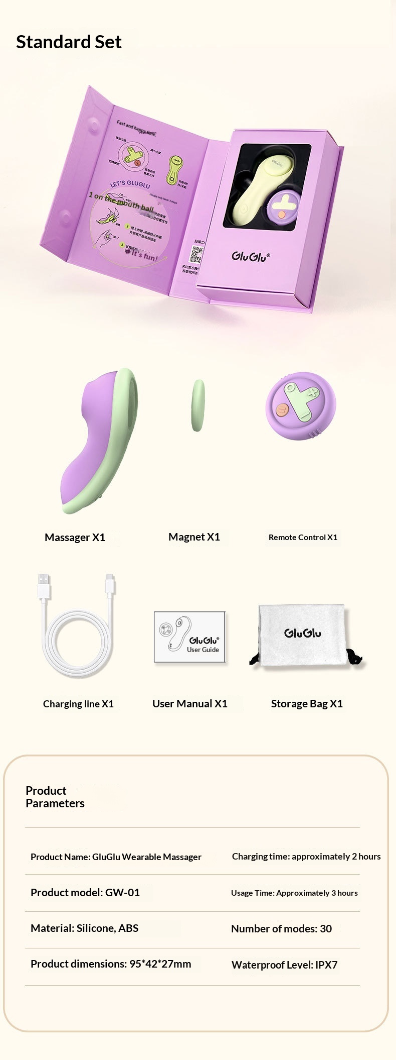Eros Lab GluGlu Little Bean Ding Vibrator Remote Control Outdoor Wearable Sex Toy Female Products Masturbator Strong Vibration_voghion.com