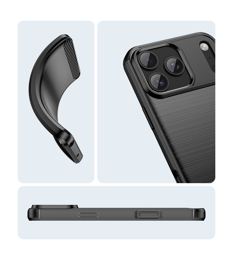 Sınır Ötesi Uyumlu Yeni 17 TPU Fırçalanmış Karbon Fiber Darbeye Dayanıklı 16PM Telefon Kılıfı_voghion.com