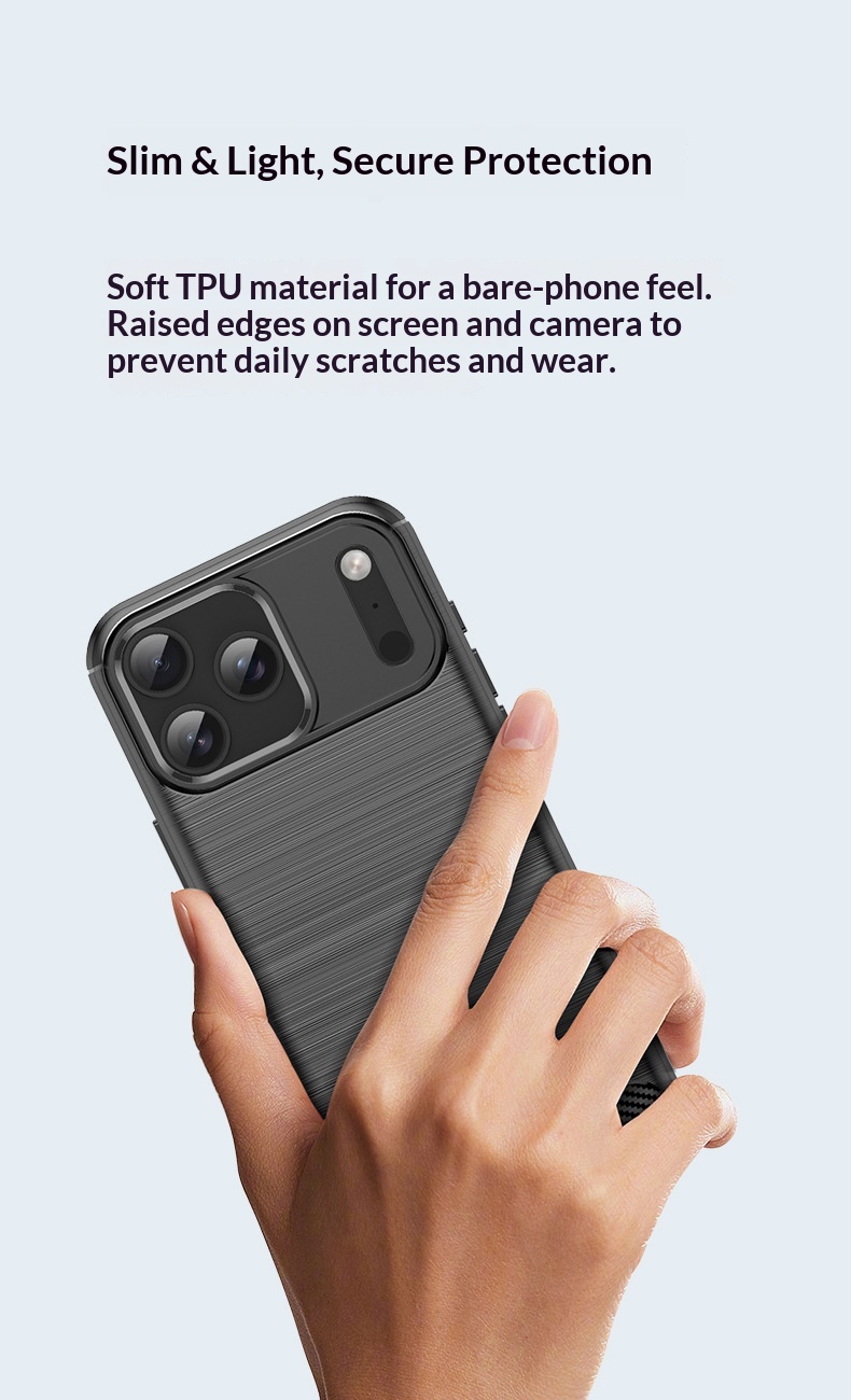Sınır Ötesi Uyumlu Yeni 17 TPU Fırçalanmış Karbon Fiber Darbeye Dayanıklı 16PM Telefon Kılıfı_voghion.com