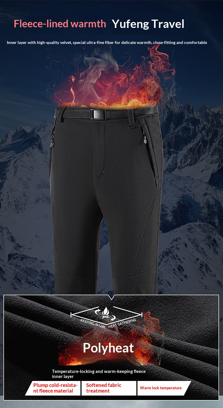 ActiveGo Cross-Border Outdoor Soft Shell Winter Skiing Hiking Loose Windproof Waterproof Softshell Pants Thickened Warm_desvips.com