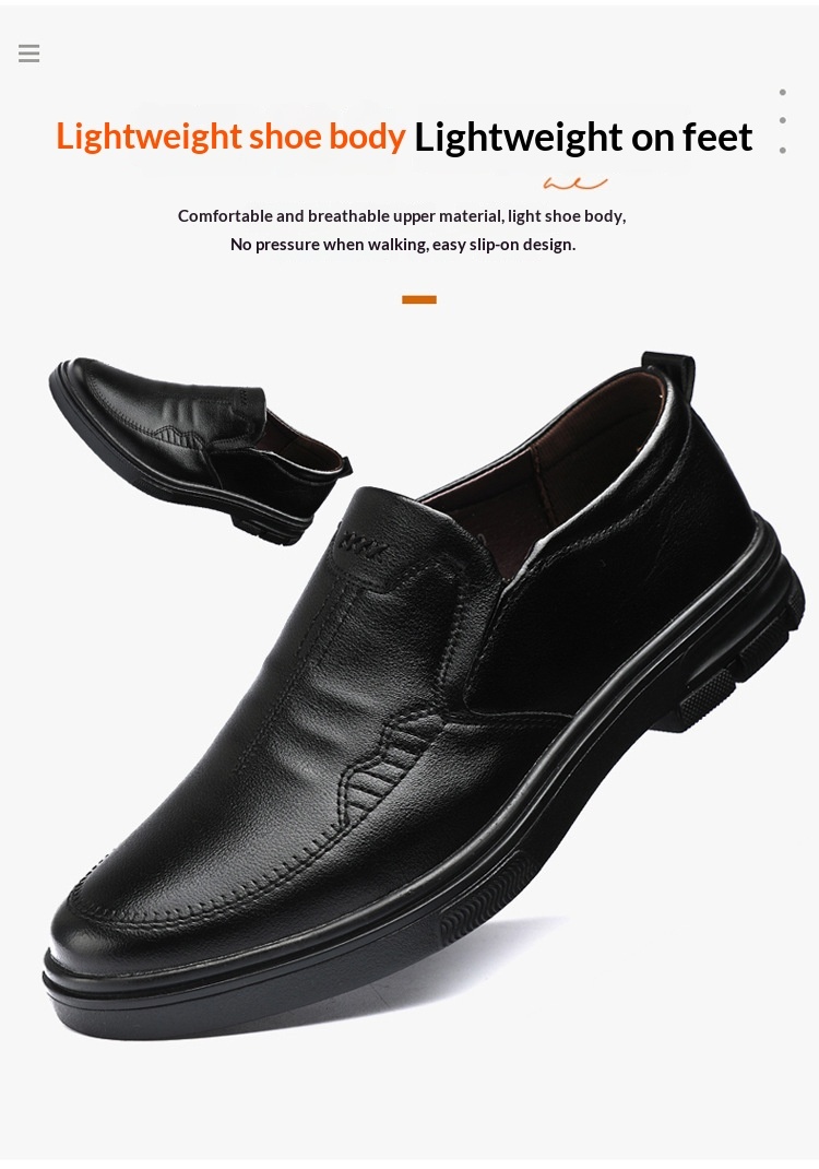 Glide Men's 2023 Autumn New Slip-On Casual Soft Sole Dad Flat Middle-Aged Leather Shoes_voghion.com