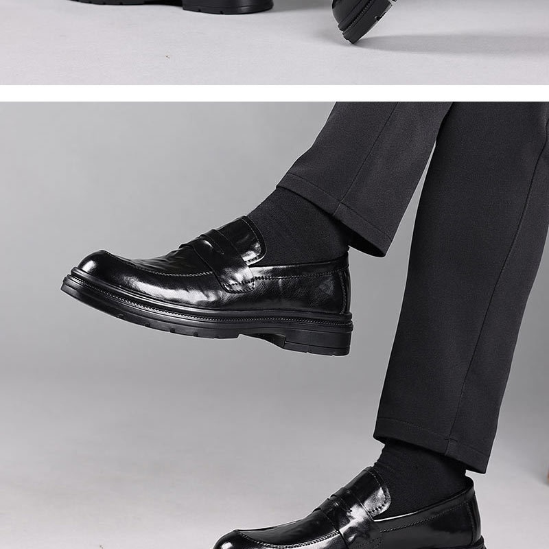 Glide Genuine Leather Men's Casual Soft Sole Shoes Wear-Resistant Versatile Trendy Comfortable Slip-On Loafers_voghion.com