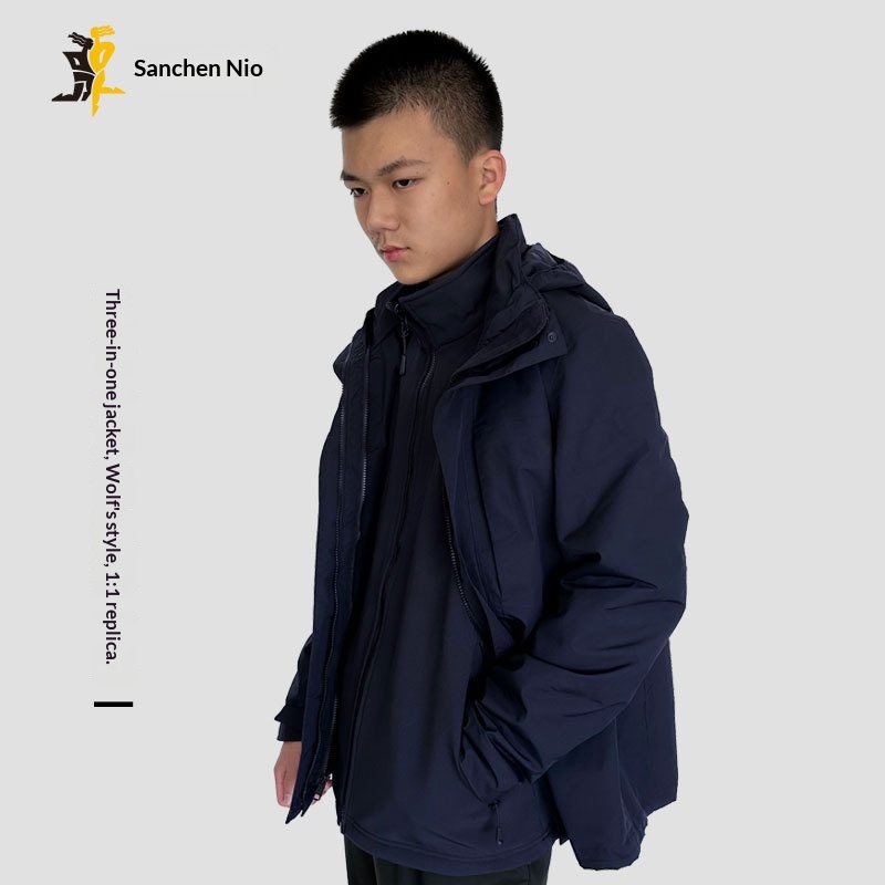 ActiveGo Langjia Same Style Autumn Winter Outdoor Jacket Three-in-One Men's Detachable Two-Piece Windproof Waterproof Coat_voghion.com
