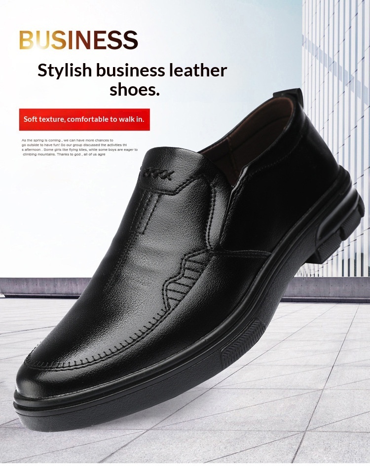 Glide Men's 2023 Autumn New Slip-On Casual Soft Sole Dad Flat Middle-Aged Leather Shoes_voghion.com