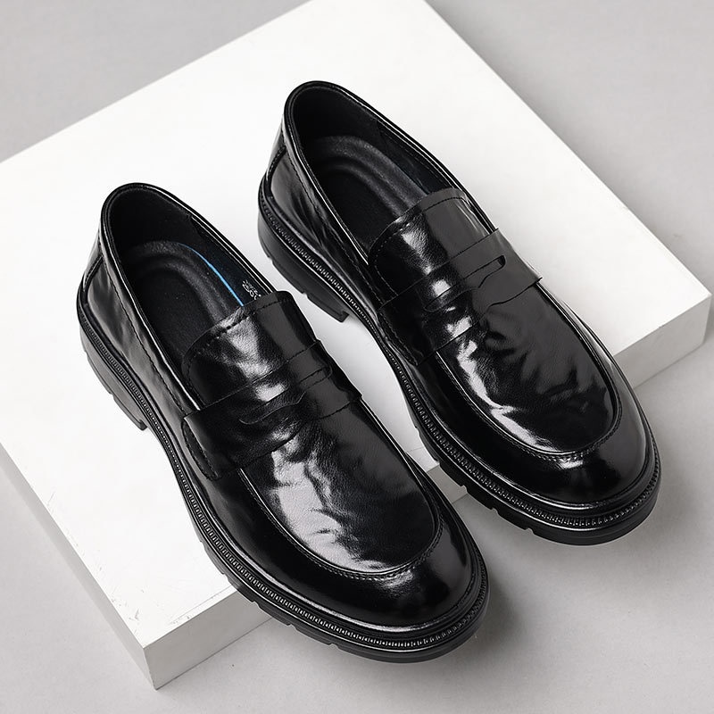 Glide Genuine Leather Men's Casual Soft Sole Shoes Wear-Resistant Versatile Trendy Comfortable Slip-On Loafers_voghion.com