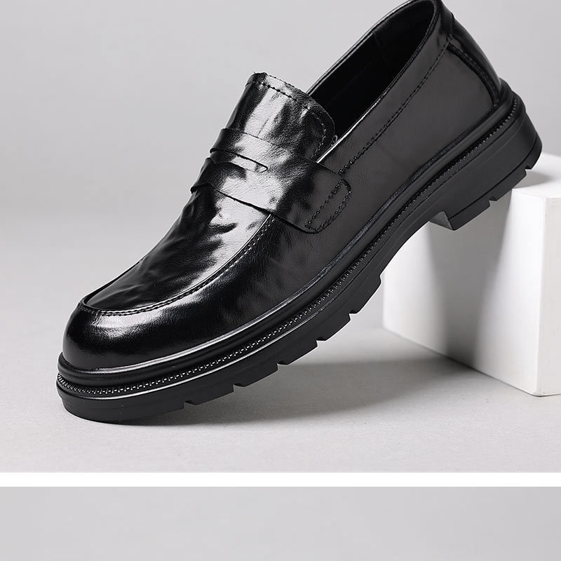 Glide Genuine Leather Men's Casual Soft Sole Shoes Wear-Resistant Versatile Trendy Comfortable Slip-On Loafers_voghion.com