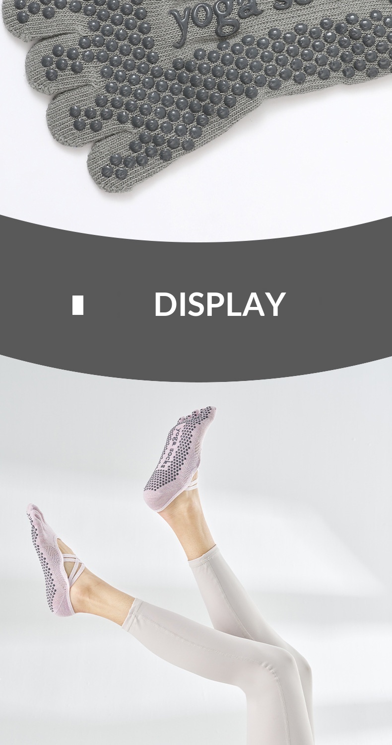 Surge Surge Five-Finger Yoga Socks Women, Non-Slip Pilates Socks, Toe-Separating, Open Back, Lace-Up, Pure Cotton, Sports, Wholesale_voghion.com