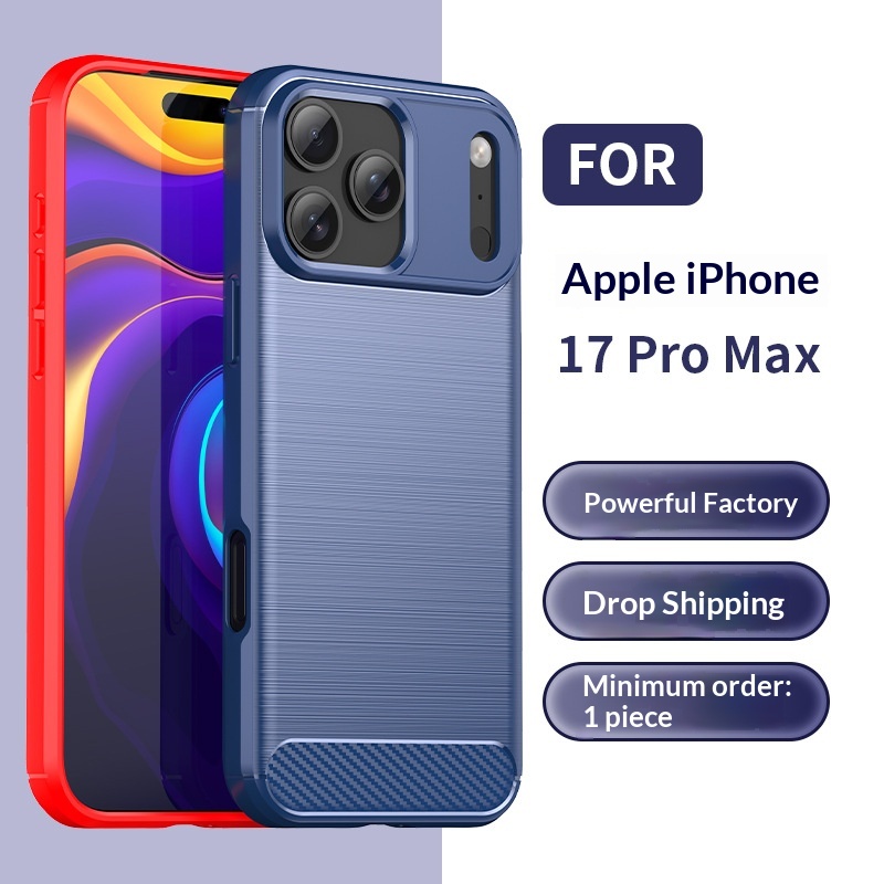 Sınır Ötesi Uyumlu Yeni 17 TPU Fırçalanmış Karbon Fiber Darbeye Dayanıklı 16PM Telefon Kılıfı_voghion.com