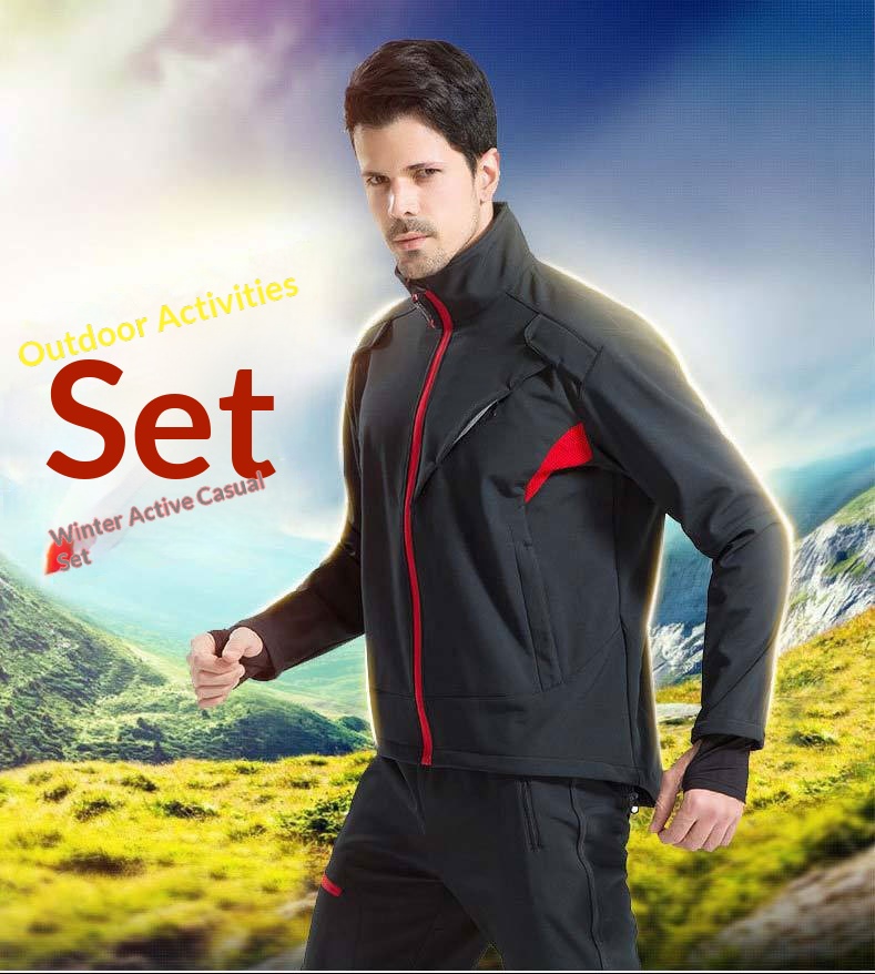 ActiveGo Winteranzug Fleece Outdoor Bergsteigen Winddichtes Set Verdickte warme Jacke für Radfahren Arbeit Kälteschutz_voghion.com