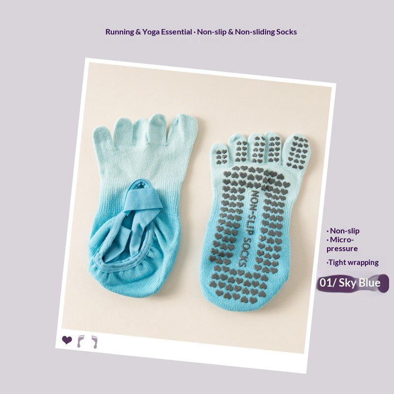 Surge Surge Tie-Dye Professional Five-Finger Gradient Yoga Pilates Non-Slip Women's Socks_voghion.com