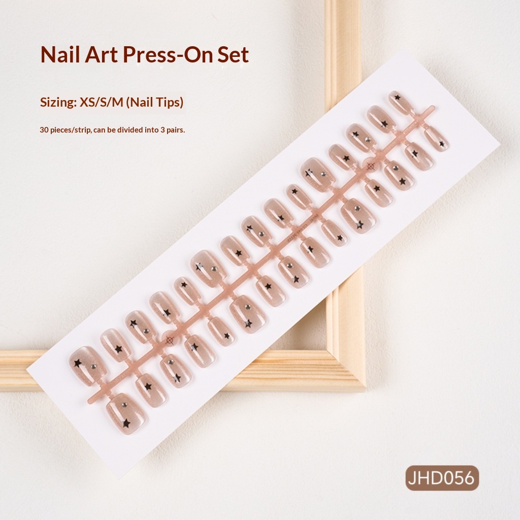 Sapphire Blue French Cat Eye Handmade Wearable Nails High-End Ins Style Pure Desire Art Detachable Pre-Made Nail Strips_voghion.com