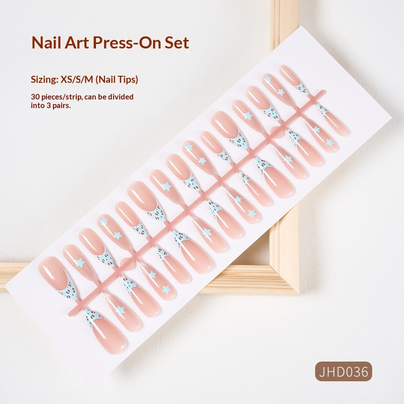 Sapphire Blue French Cat Eye Handmade Wearable Nails High-End Ins Style Pure Desire Art Detachable Pre-Made Nail Strips_voghion.com