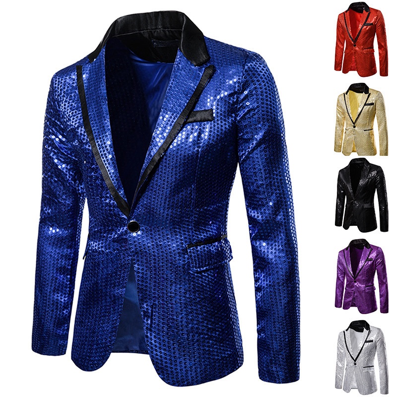 BOY BOY Sequin Performance Tuxedo Nightclub Men's Wear Host Emcee Studio Jacket Suit XZ58_voghion.com