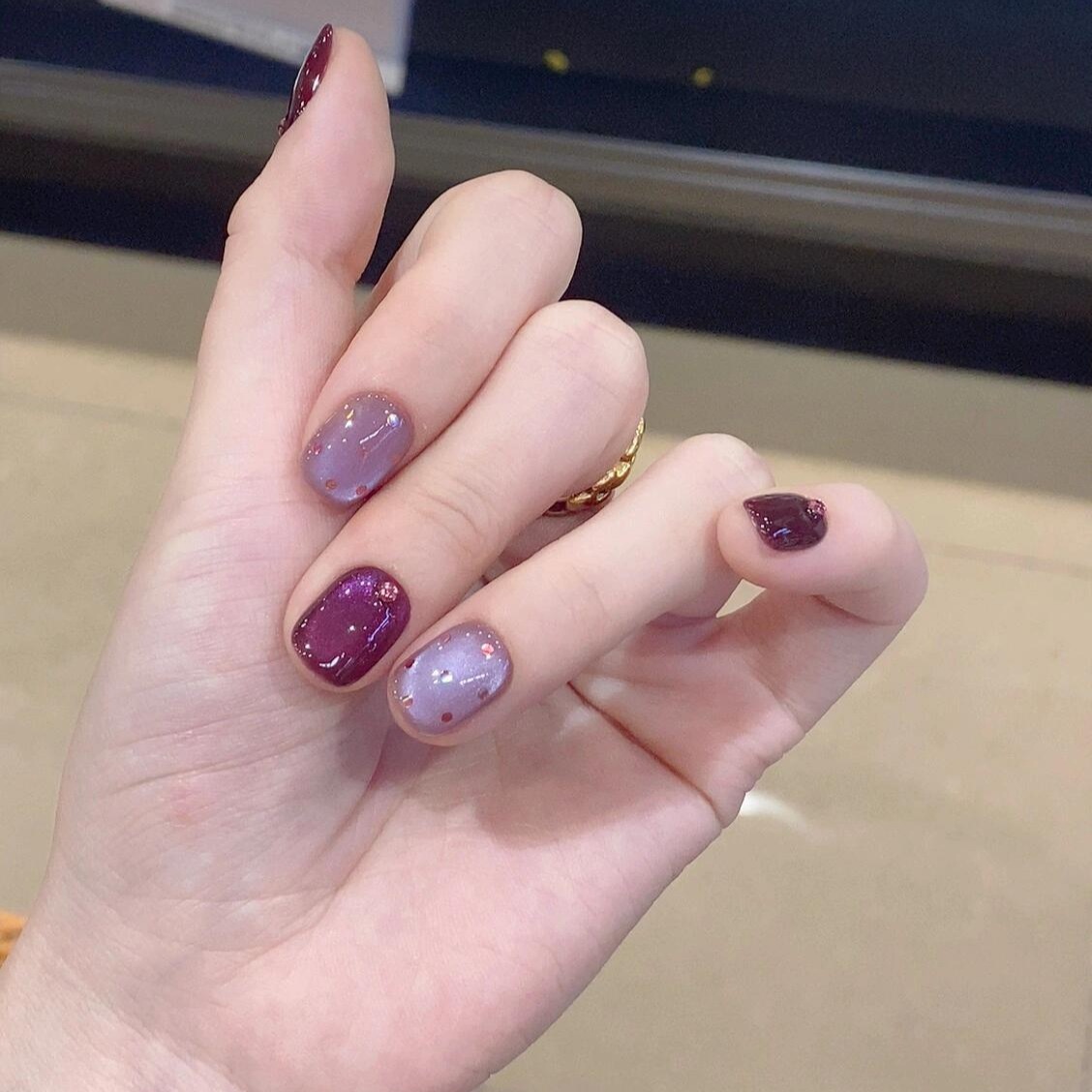 Elegant And Brightening Purple Series Art Ins Style Cat Eye Handmade Wearable Stickers Nail Tips_voghion.com