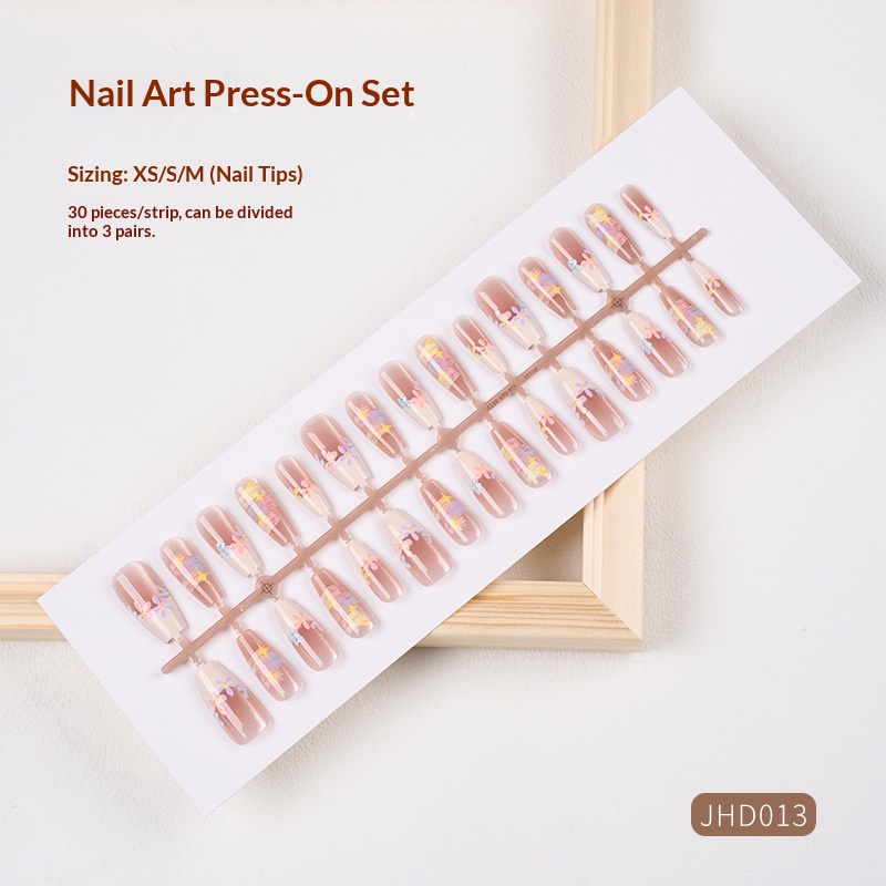 Classic Nude Cat Eye Handmade Wearable High-End Pure Desire Ins Style Pre-Made Nail Tips Nails 30 Pieces With Size_voghion.com