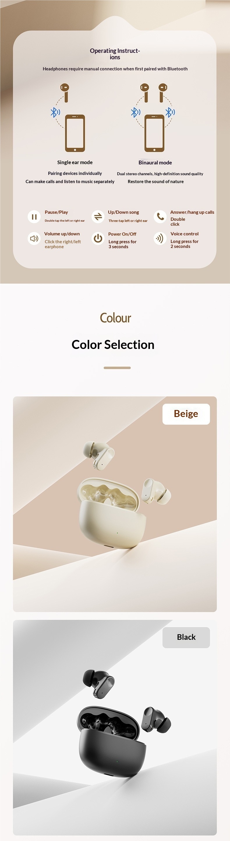 Bluetooth Earbuds In-Ear True Wireless Noise Cancelling High-Quality Sound Gaming Long Battery Life Running Sports 2025_voghion.com