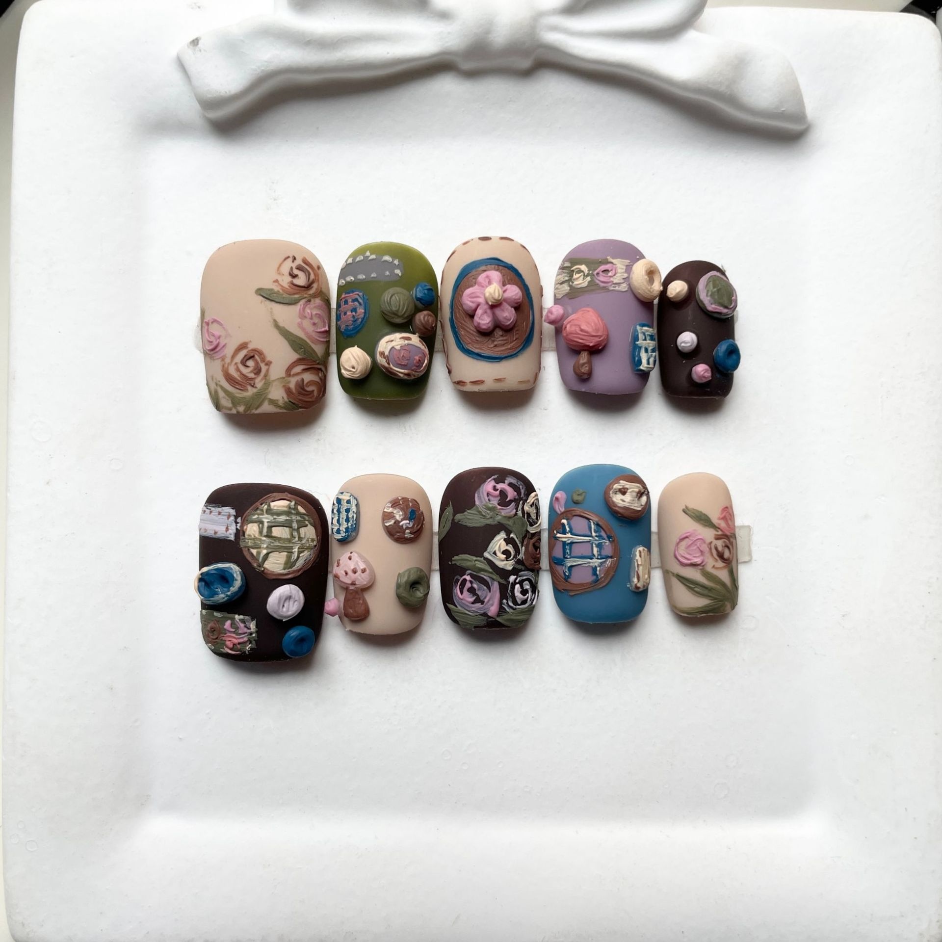 Handmade Hand-painted Trendy Cute Cat Eye Short Finished Nail Pieces Ins Style Wearable Nails_voghion.com