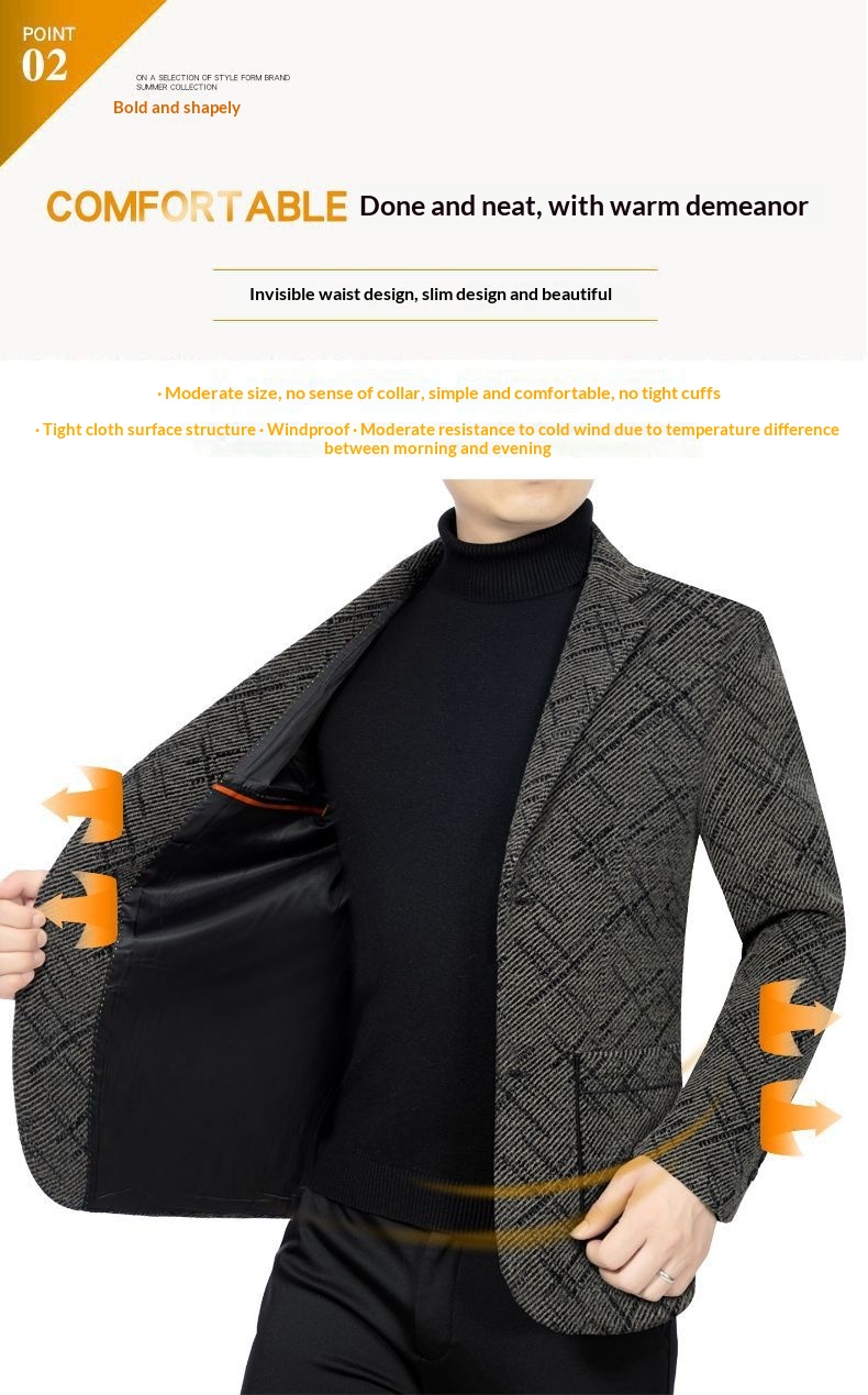 BOY BOY Autumn Winter Middle-aged Men's Woolen Thickened Blazer Single Shoulder Jacket Dad's Commuting Style_voghion.com
