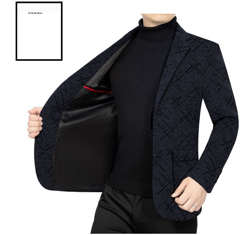 BOY BOY Autumn Winter Middle-aged Men's Woolen Thickened Blazer Single Shoulder Jacket Dad's Commuting Style_voghion.com