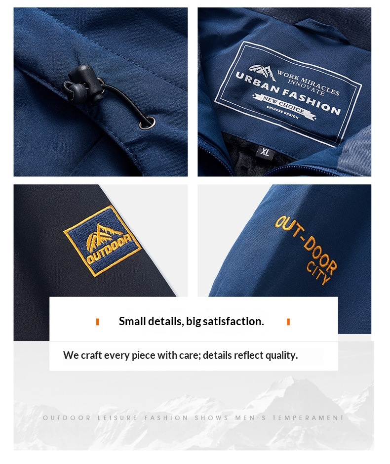 ActiveGo Autumn Winter Outdoor Sports Casual Men's Hiking Windproof Warm Color Block Detachable Hooded Jacket Coat_desvips.com