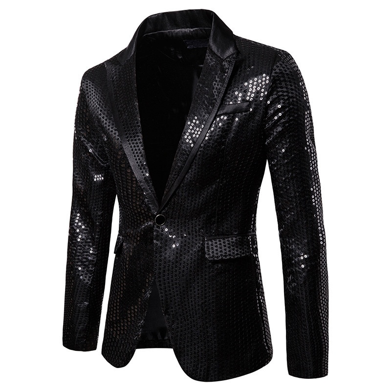 BOY BOY Sequin Performance Tuxedo Nightclub Men's Wear Host Emcee Studio Jacket Suit XZ58_voghion.com