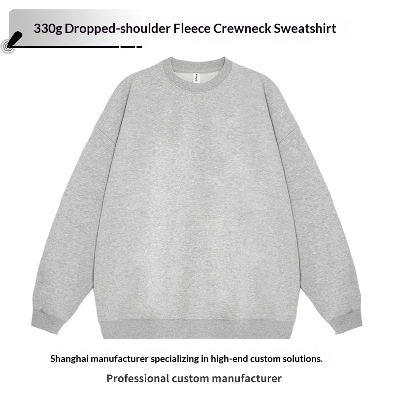 Felpa girocollo in spugna fresca AG330g pura tinta unita autunno inverno coppia versatile stile casual con stampa_voghion.com