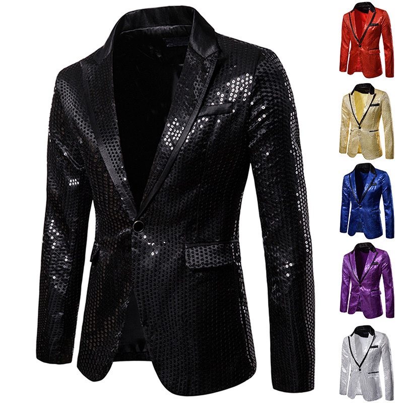 BOY BOY Sequin Performance Tuxedo Nightclub Men's Wear Host Emcee Studio Jacket Suit XZ58_voghion.com