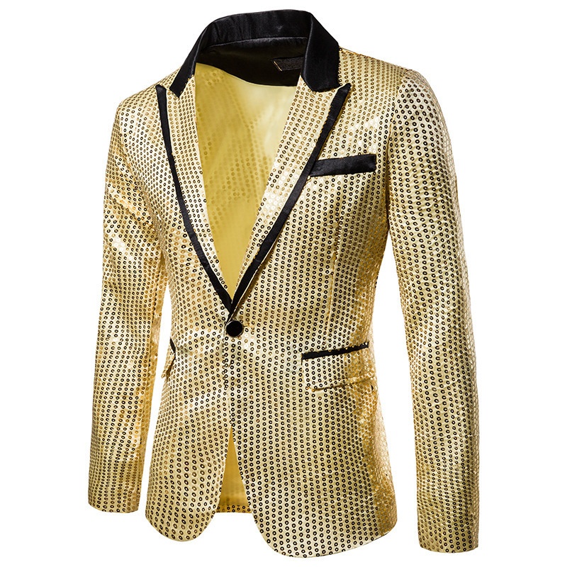 BOY BOY Sequin Performance Tuxedo Nightclub Men's Wear Host Emcee Studio Jacket Suit XZ58_voghion.com