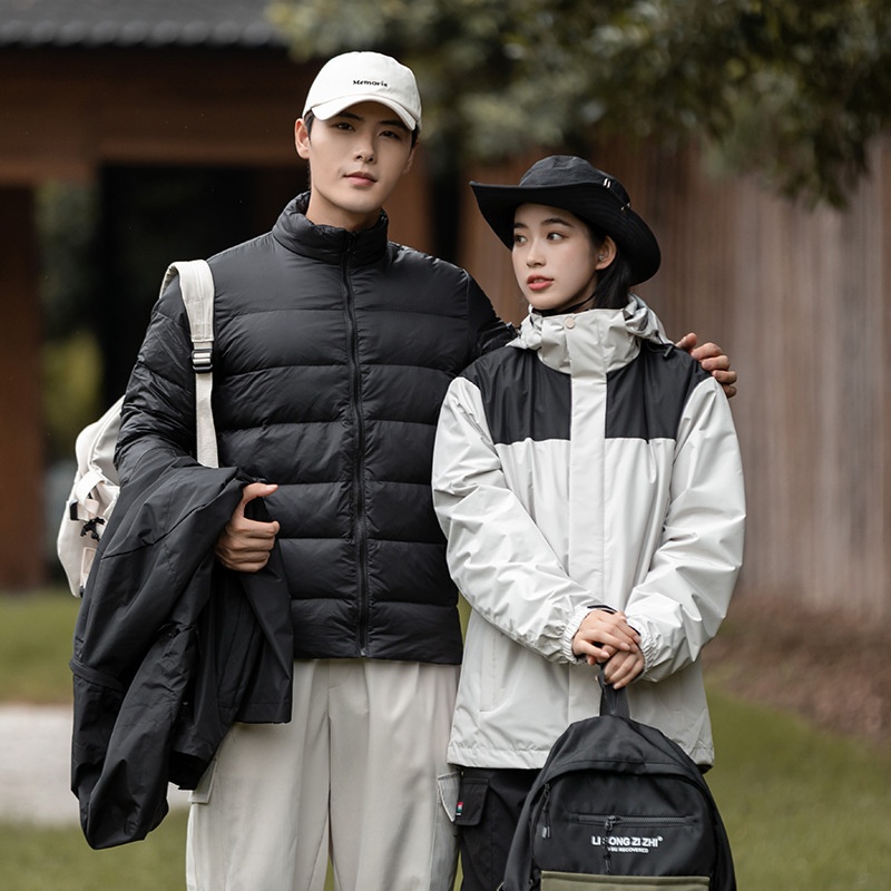 ActiveGo Brand Winter New 3-in-1 Down Unisex Outdoor Sports Waterproof Hiking Jacket Coat_voghion.com