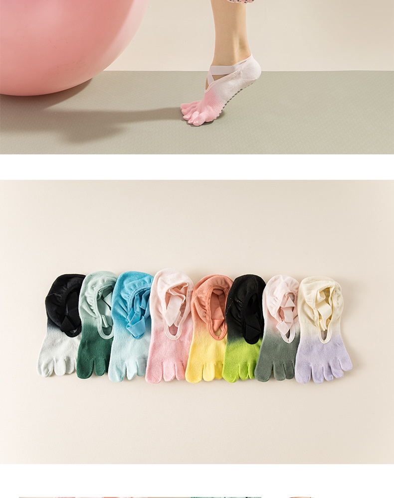 Surge Surge Tie-Dye Professional Five-Finger Gradient Yoga Pilates Non-Slip Women's Socks_voghion.com