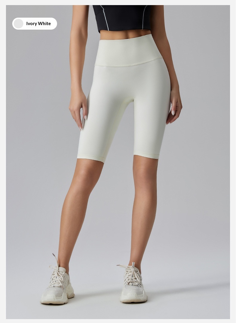 Yoga For Women, Double-Sided Brushed Tight-Fit Five-Point Shorts, High-Waist Tummy Control, Outdoor Running, Fitness,_voghion.com