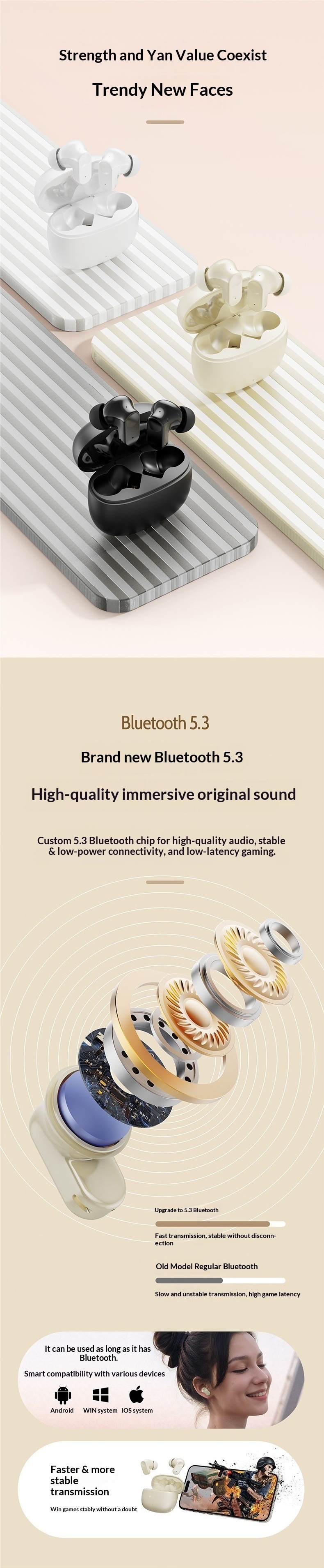 Bluetooth Earbuds In-Ear True Wireless Noise Cancelling High-Quality Sound Gaming Long Battery Life Running Sports 2025_voghion.com