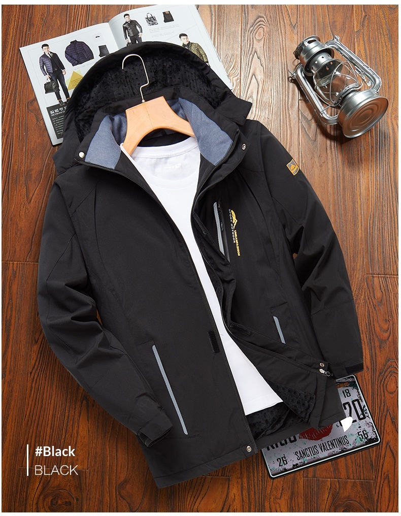 ActiveGo Autumn Winter Outdoor Sports Casual Men's Hiking Windproof Warm Color Block Detachable Hooded Jacket Coat_desvips.com