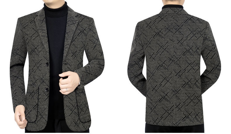 BOY BOY Autumn Winter Middle-aged Men's Woolen Thickened Blazer Single Shoulder Jacket Dad's Commuting Style_voghion.com