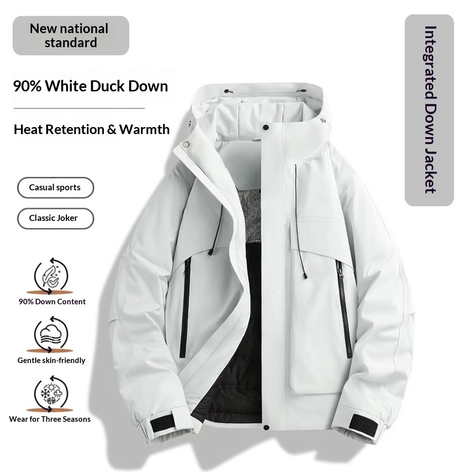 ActiveGo Yaya Integrated Men Windproof Waterproof Warm 90 White Duck Down Jacket Women Coat_voghion.com