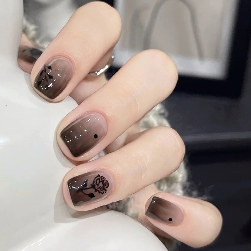Night Rose Wearable Sweet Cool Dark Series Pieces New Nail Stickers Finished Nails_voghion.com