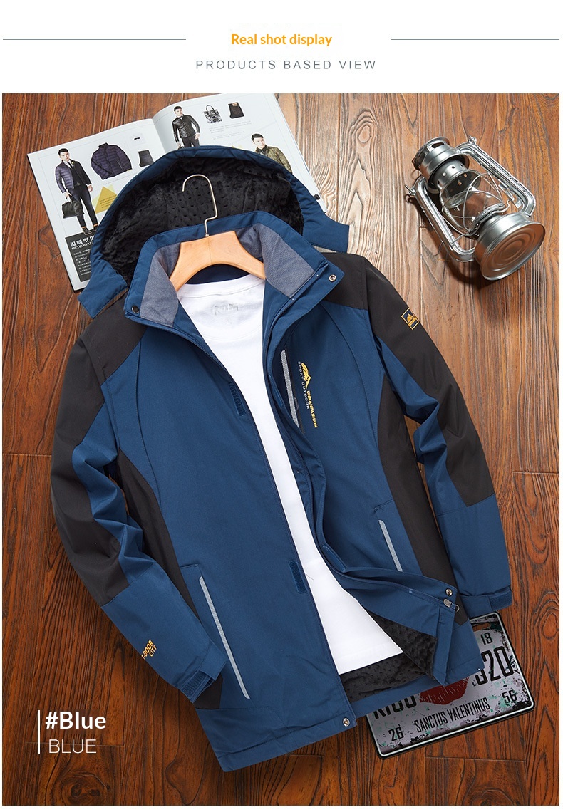 ActiveGo Autumn Winter Outdoor Sports Casual Men's Hiking Windproof Warm Color Block Detachable Hooded Jacket Coat_desvips.com