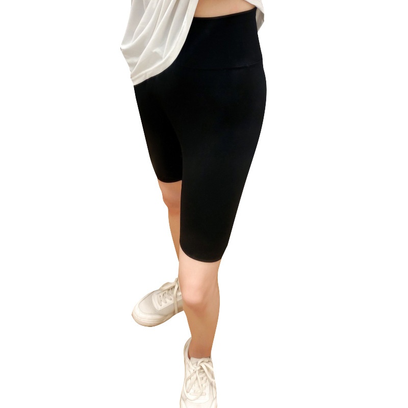 Zomerse Shark Skin Legging voor dames, dunne hoge taille, heuplift, buikcontrole, rekbare plus size, middellange yogabroek_voghion.com
