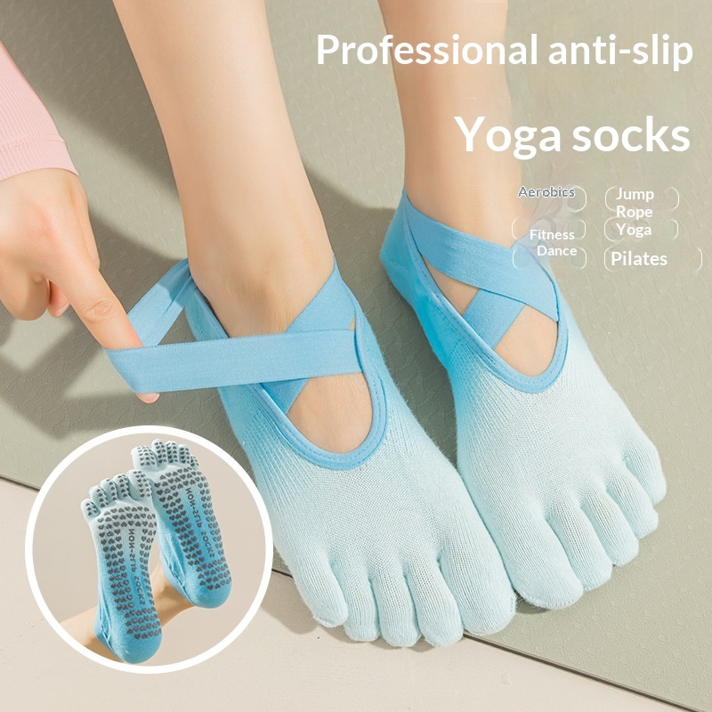 Surge Surge Tie-Dye Professional Five-Finger Gradient Yoga Pilates Non-Slip Women's Socks_voghion.com