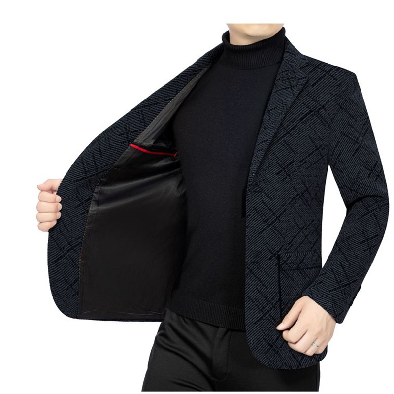 BOY BOY Autumn Winter Middle-aged Men's Woolen Thickened Blazer Single Shoulder Jacket Dad's Commuting Style_voghion.com