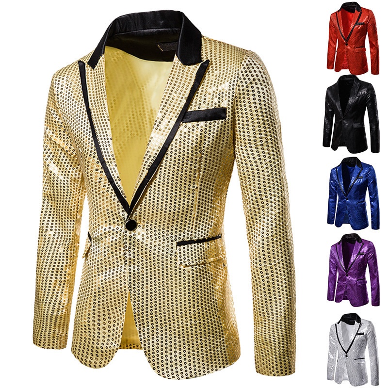 BOY BOY Sequin Performance Tuxedo Nightclub Men's Wear Host Emcee Studio Jacket Suit XZ58_voghion.com