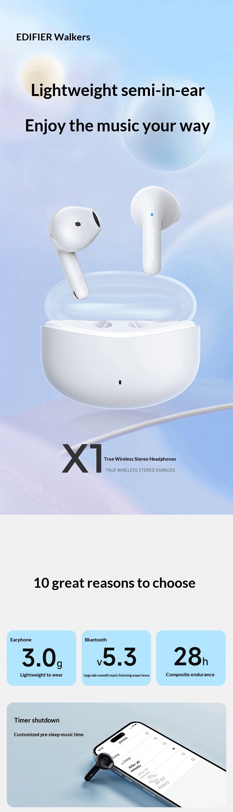 Edifier Soundmax X1 Kabellose Bluetooth-Musik-Sportkopfhörer (Dropshipping)_voghion.com