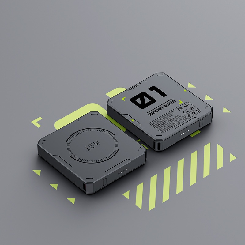 Mecha Warrior Magnetic Wireless Fast Charging Bank Portable Large Capacity With Built-in Cable 10000mAh Mobile Power_voghion.com
