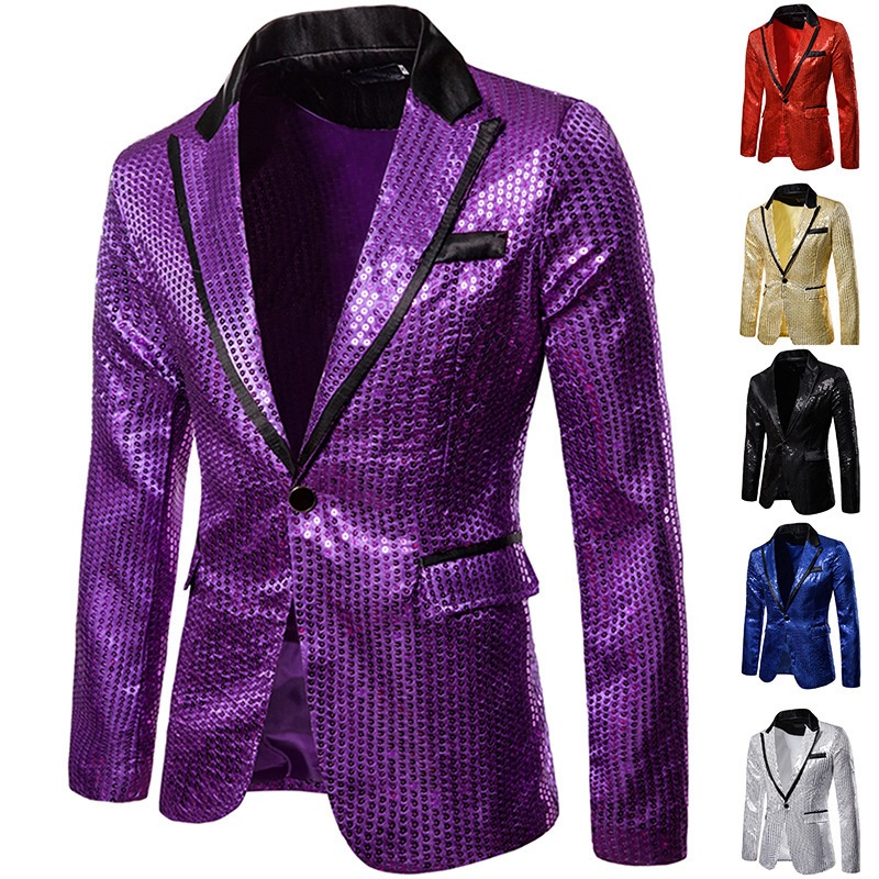 BOY BOY Sequin Performance Tuxedo Nightclub Men's Wear Host Emcee Studio Jacket Suit XZ58_voghion.com