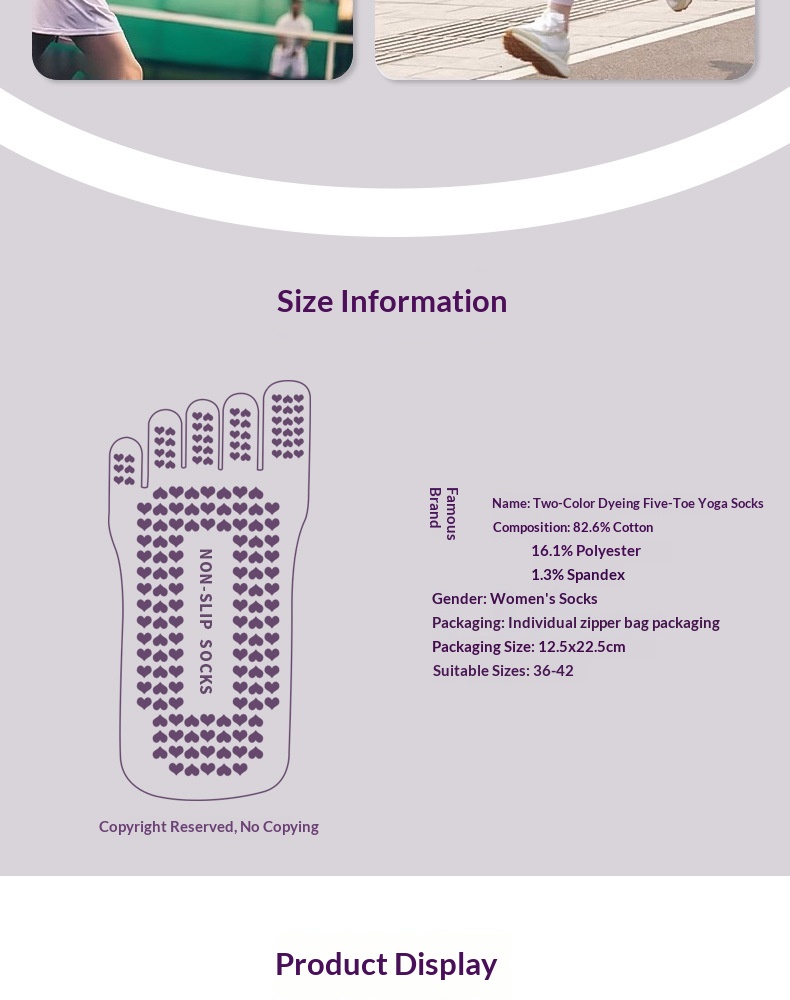 Surge Surge Tie-Dye Professional Five-Finger Gradient Yoga Pilates Non-Slip Women's Socks_voghion.com