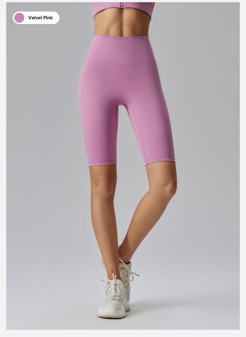 Yoga For Women, Double-Sided Brushed Tight-Fit Five-Point Shorts, High-Waist Tummy Control, Outdoor Running, Fitness,_voghion.com