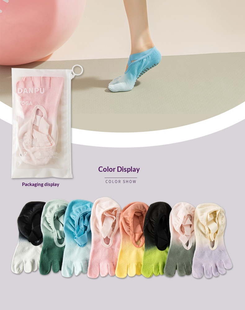 Surge Surge Tie-Dye Professional Five-Finger Gradient Yoga Pilates Non-Slip Women's Socks_voghion.com