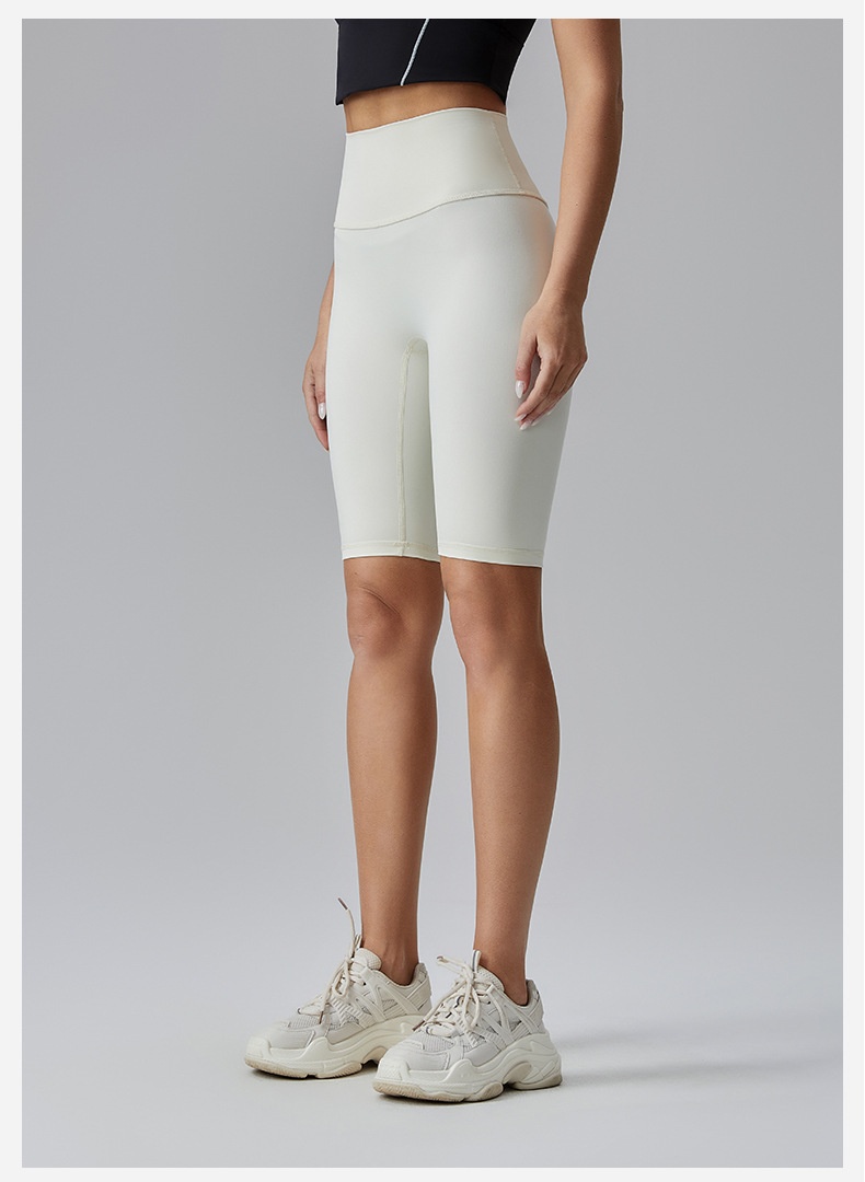 Yoga For Women, Double-Sided Brushed Tight-Fit Five-Point Shorts, High-Waist Tummy Control, Outdoor Running, Fitness,_voghion.com